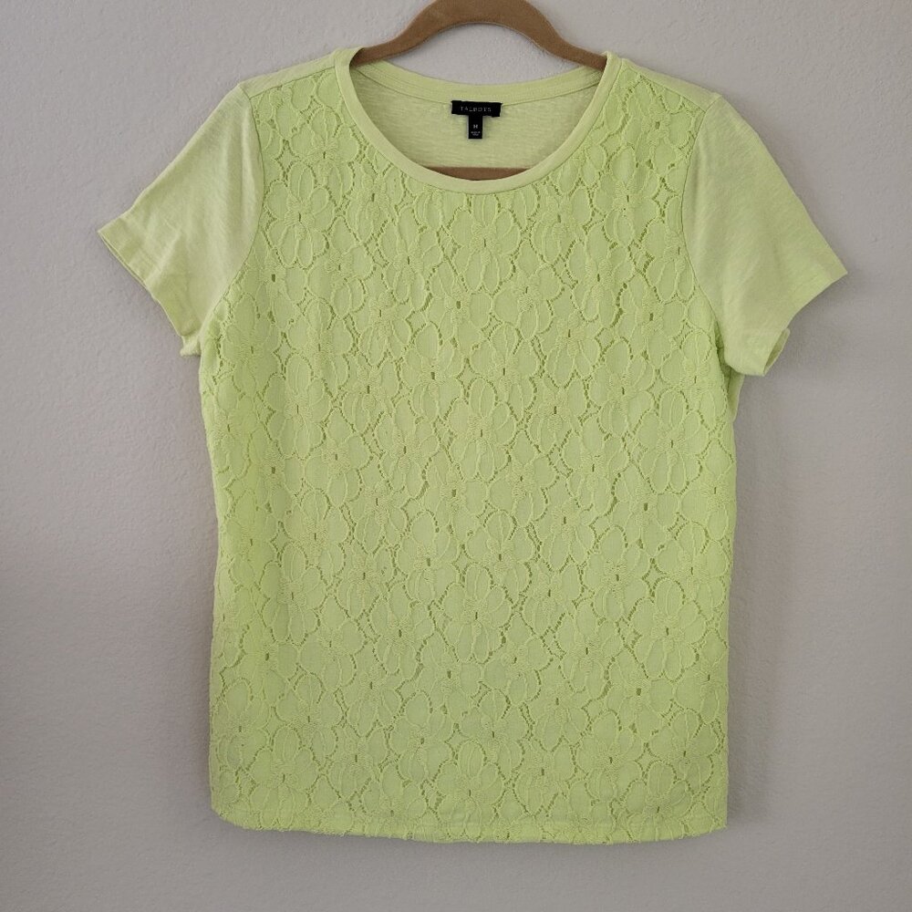 Talbots Yellow Embroidery Embellished Top, Size Medium
